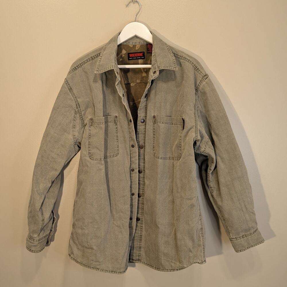 Wolverine Shacket Green Denim Rustic Camping Outdoor Gear - Size M